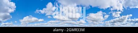 Large panorama of bright blue sky with clouds Stock Photo