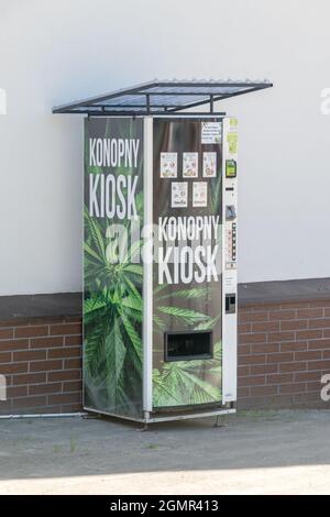 Bytow, Poland - May 31, 2021: CBD vending machine. Stock Photo