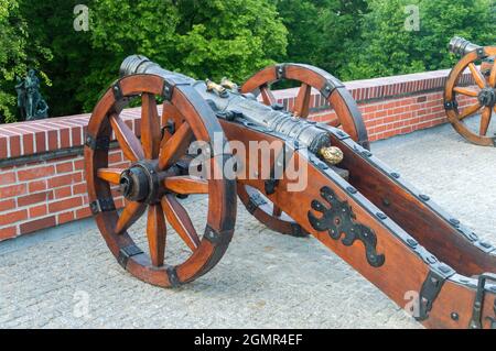 Czestochowa, Poland - June 6, 2021: Cannon on the ramparts of Jasna Gora, bastion of Saint Roch. Stock Photo