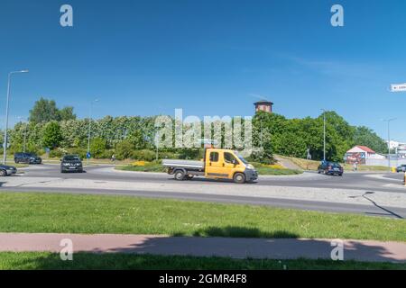 Szczecinek, Poland - May 31, 2021: Roundabout of Cardinal Ignacy Jez. Stock Photo
