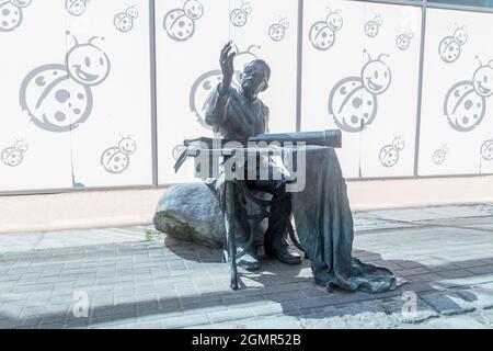 Szczecinek, Poland - May 31, 2021: Monument sculpture of Adam Giedrys. Stock Photo