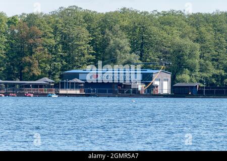 Szczecinek, Poland - May 31, 2021: Marina on Trzesiecko lake. Stock Photo