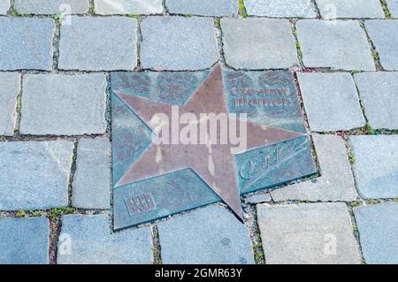 Opole, Poland - June 4, 2021: Star of Czeslaw Niemen at Walk of Fame in Opole. Stock Photo