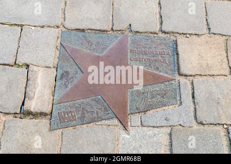 Opole, Poland - June 4, 2021: Star of Malgorzata Ostrowska at Walk of Fame in Opole known as Aleja Gwiazd Festiwalu Polskiej Piosenki. Malgorzata Mari Stock Photo