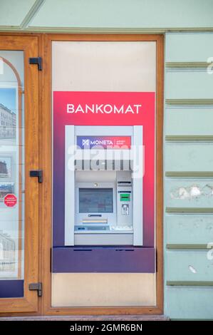 Cesky Tesin, Czech Republic - June 5, 2021: ATM of Moneta. Stock Photo