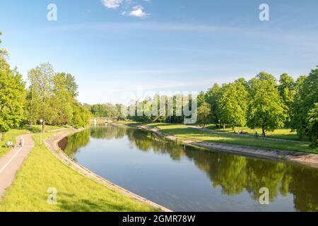 Pila, Poland - May 31, 2021: Beautiful summer view on Gwda river. Stock Photo