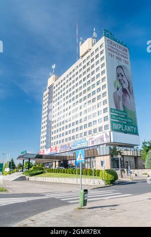 Pila, Poland - May 31, 2021: Hotel Gromada in city center of Pila. Stock Photo