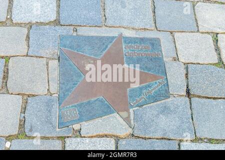 Opole, Poland - June 4, 2021: Star of Andrzej Dabrowski at Walk of Fame in Opole known as Aleja Gwiazd Festiwalu Polskiej Piosenki. Stock Photo