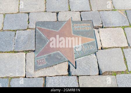 Opole, Poland - June 4, 2021: Star of Jaroslaw Kukulski at Walk of Fame in Opole known as Aleja Gwiazd Festiwalu Polskiej Piosenki. Jaroslaw Kukulski Stock Photo