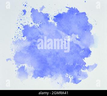 Blue ink stain isolated on white background, top view of blue water color Stock Photo