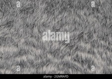 Gray fur texture background, top view of furry cloth pattern Stock Photo