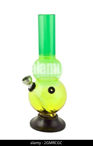 Bong isolated on white background with cutout, Bong Used to Smoke Ganja or Marijuana Stock Photo