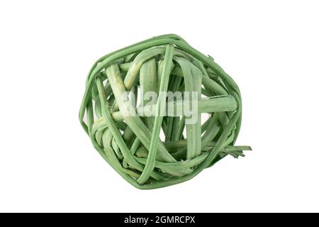 Green wickerwork ball isolated on white background with clipping path, Christmas decoration items Stock Photo