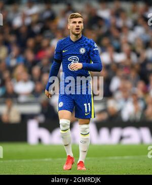 London, UK. 19th Sep 2021. London, UK. 19th Sep 2021. 19 September 2021 - Tottenham Hotspur v Chelsea  - The Premier League   Timo Werner during the Premier League match at the Tottenham Hotspur Stadium. Picture Credit : © Mark Pain / Alamy Live News Credit: Mark Pain/Alamy Live News Stock Photo