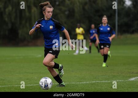 London, UK. 19th Sep, 2021. Lauren Heria (12 London Bees) in action at the FA Women's National League Southern Premier game between London Bees and Crawley Wasps at The Hive in London, England. Credit: SPP Sport Press Photo. /Alamy Live News Stock Photo