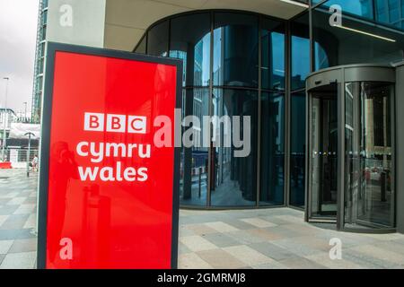 CARDIFF, WALES - 7 August 2021: BBC Cymru Wales New Broadcasting House ...