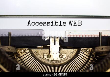 Accessibility and accessible WEB symbol. Concept words 'Accessible WEB' typed on old retro typewriter. Diversity, inclusion, belonging and accessible Stock Photo