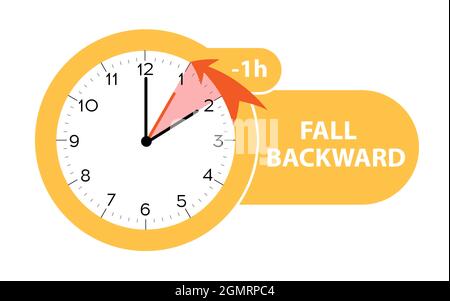 Daylight Saving Time ends concept. The hand of the clocks turning to winter  and summer time. Vector illustration in modern flat style design. Stock  Vector