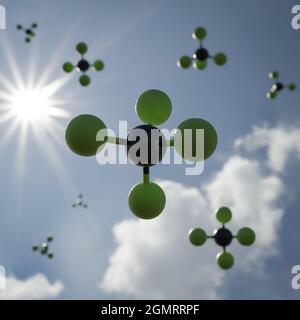 Tetrafluoromethane molecules, illustration Stock Photo
