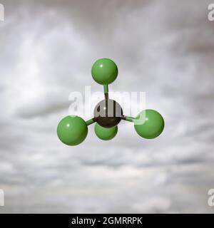 Tetrafluoromethane molecule, illustration Stock Photo