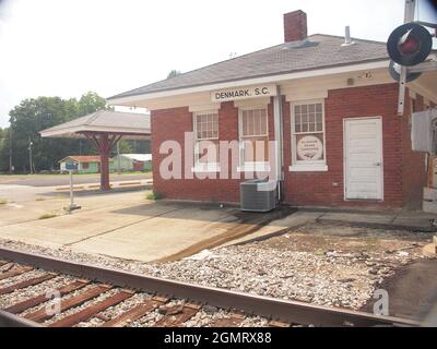 Denmark, South Carolina.  A small southern town along US hwy 321 between Savannah, Georgia and Columbia South Carolina population 2,934. Amtrak stop. Stock Photo