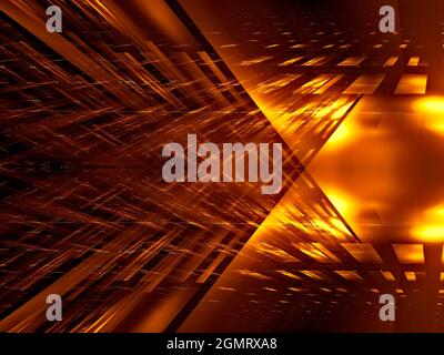 Golden background with rays of light - abstract 3d illustration Stock Photo