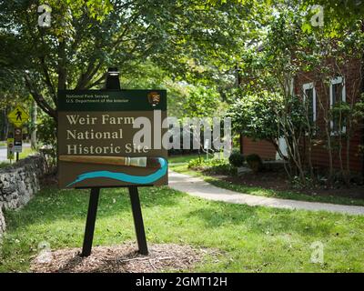 Weir Farm National Historic Site Entrance Sign Stock Photo