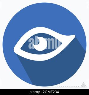 Icon Vector of Eye - Long Shadow Style - Simple illustration, Editable stroke, Design template vector, Good for prints, posters, advertisements, annou Stock Vector