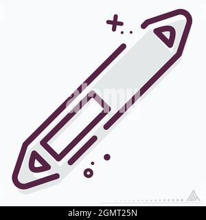 Icon Vector of Double Eye Pencil - MBE Syle - Simple illustration, Editable stroke, Design template vector, Good for prints, posters, advertisements, Stock Vector