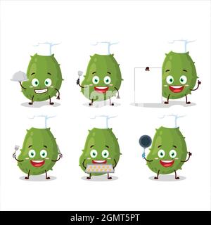 Cartoon character of virus desease with various chef emoticons. Vector illustration Stock Vector