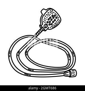 Aqua paw Pet Bathing Tool for Pet Grooming Tools Hand Drawn Icon Set Vector.Animal Clipper Kit for Pet Tools Device Hand Drawn Icon Set Vector. Stock Vector