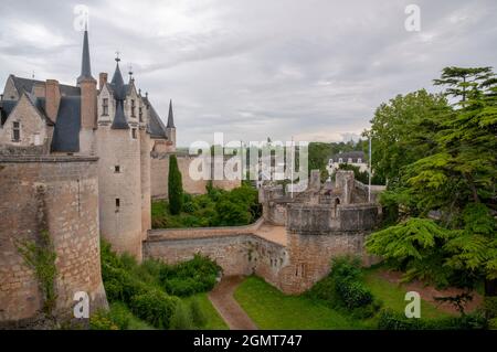 Fortification of Montreuil-Bellay castle (12th - 15th century), Loire-Anjou-Touraine Regional Natural Park, Loire Valley, Maine-et-Loire, France Stock Photo