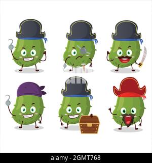 Cartoon character of virus desease with various pirates emoticons. Vector illustration Stock Vector