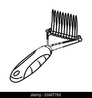 Undercoat Dematting Comb for Pet Grooming Tools Hand Drawn Icon Set Vector. Stock Vector