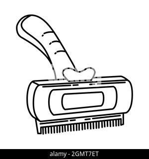 Undercoat Deshedding for Pet Grooming Tools Hand Drawn Icon Set Vector. Stock Vector