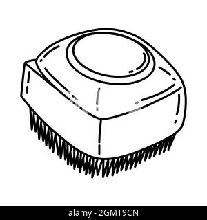 Bath Massage Gloves Brush for Pet Grooming Tools Hand Drawn Icon Set Vector. Stock Vector