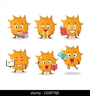 A picture of virus germ cartoon character concept reading an amusing book. Vector illustration Stock Vector