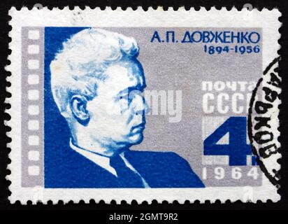 RUSSIA - CIRCA 1964: a stamp printed in the Russia shows A. P. Dovzhenko, Soviet Film Producer of Ukrainian Origin, circa 1964 Stock Photo