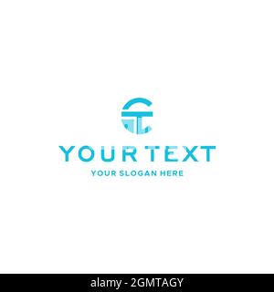 flat lettermark initial CT letter logo design Stock Vector
