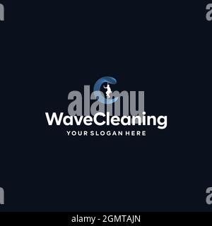 modern lettermark initial C cleaning logo design  Stock Vector