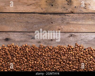 coffee beans on table top view Stock Photo