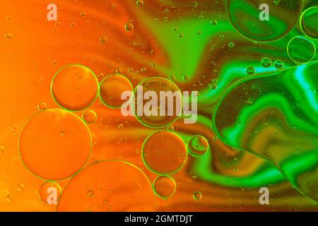 Green background whit red with blue abstract and dynamic bubble composition for web and posters Stock Photo