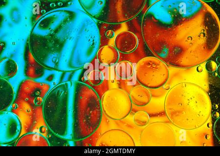 Green background whit red with blue abstract and dynamic bubble composition for web and posters Stock Photo