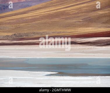 Laguna Verde, Bolivia  - 21 May 2018  Laguna Verde (green lake) is aptly named, due to its arresting jade green color. This beautiful salt lake - at 4 Stock Photo