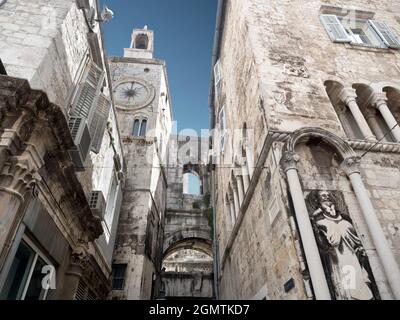 The historic City of Split is the second largest in Croatia and the largest city of the region of Dalmatia. It lies on the eastern shore of the Adriat Stock Photo