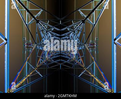 Oxfordshire, England - 22 April 2016 This started off as an image of an electricity pylon in Kennington. But then I got adventurous and turned it into Stock Photo