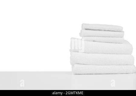 Set of soft spa towels isolated on white Stock Photo