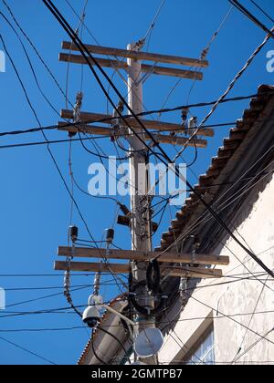 Potosi, Bolivia - 22 May 2018   There's something distinctive about many of the Bolivian towns and cities I visited. Just look up, and you will see wh Stock Photo