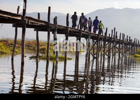 Lake Inle, Myanmar - 1 February 2013; Inle Lake is a large and scenic freshwater lake located in the Nyaungshwe Township of Shan State, part of Shan H Stock Photo