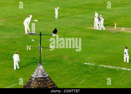 Cambridge, Cambridgeshire, UK - 21 July 2009; Seven cricketers in view. England's national game in the heart of Cambridge. What could be a more quinte Stock Photo